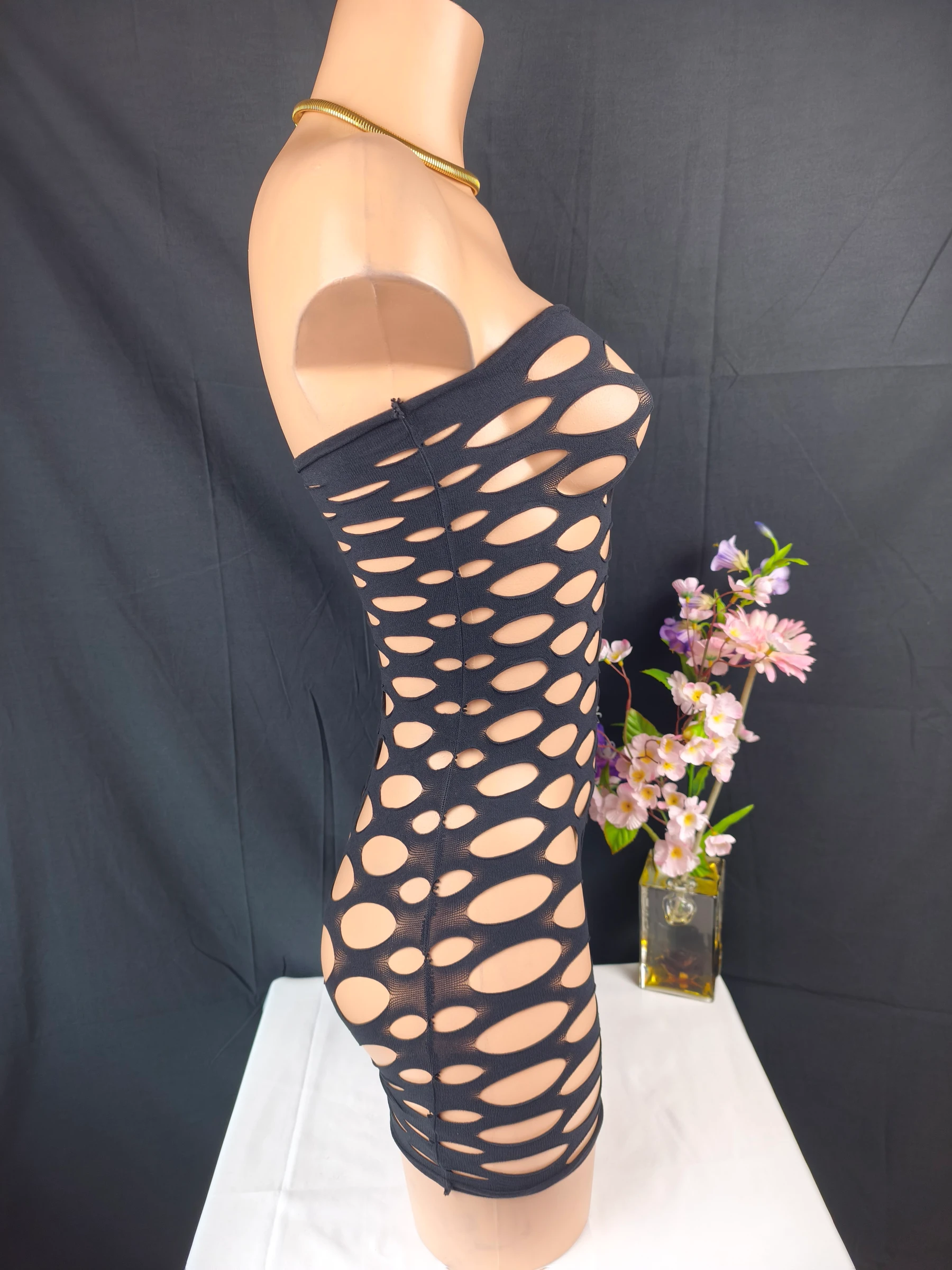 Ultra trendy Bodystocking met opengewerkte mesh / Unisize (XS tot L) – photo 5
